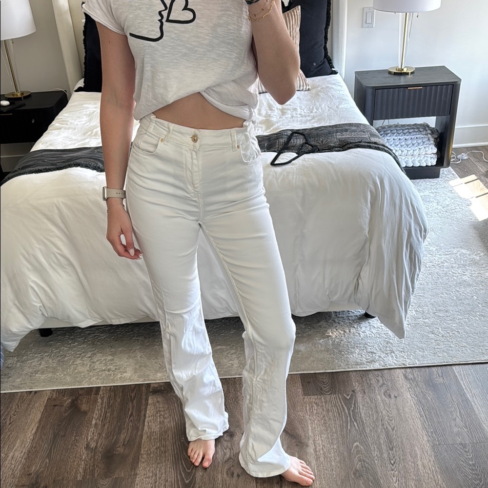 Zara White Boot Cut Jeans